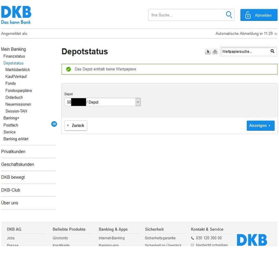 DKB Depot Depotstatus